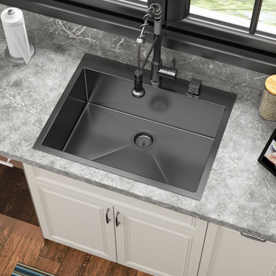 25" L x 22" W Single Bowl Stainless Steel Drop-In Kitchen Sink