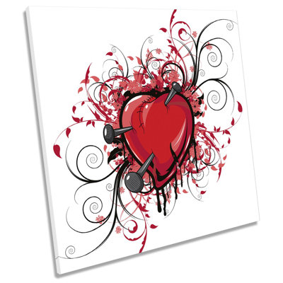 X8750 Modern Love Heart Floral 1 Piece Wrapped Canvas Wall Art