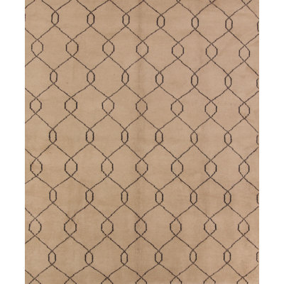 Tapis brun en laine noué la à la main oriental Ayler