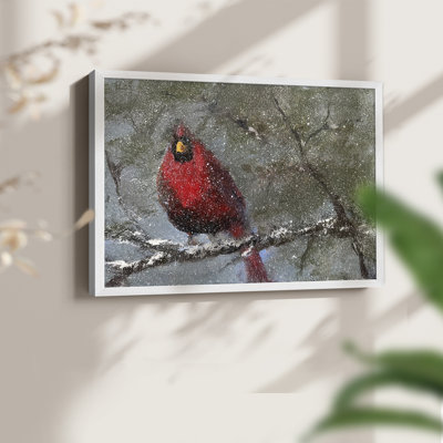 Cardinal in Snow I -Framed Print - Restickable