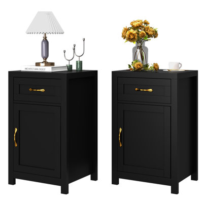 Set Of 2 Nightstand With Drawer