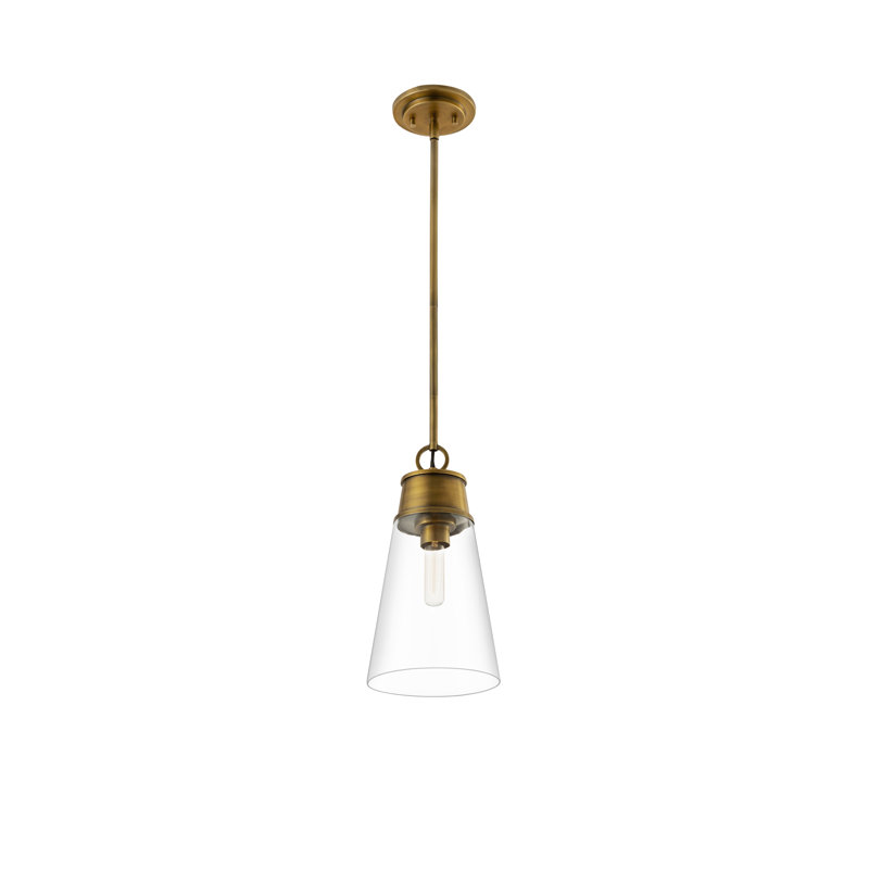 Luminaire suspendu conique à 1 lumière Bertina, Laiton frotté, H 96,25 po x l 7,5 po x P 7,5 po