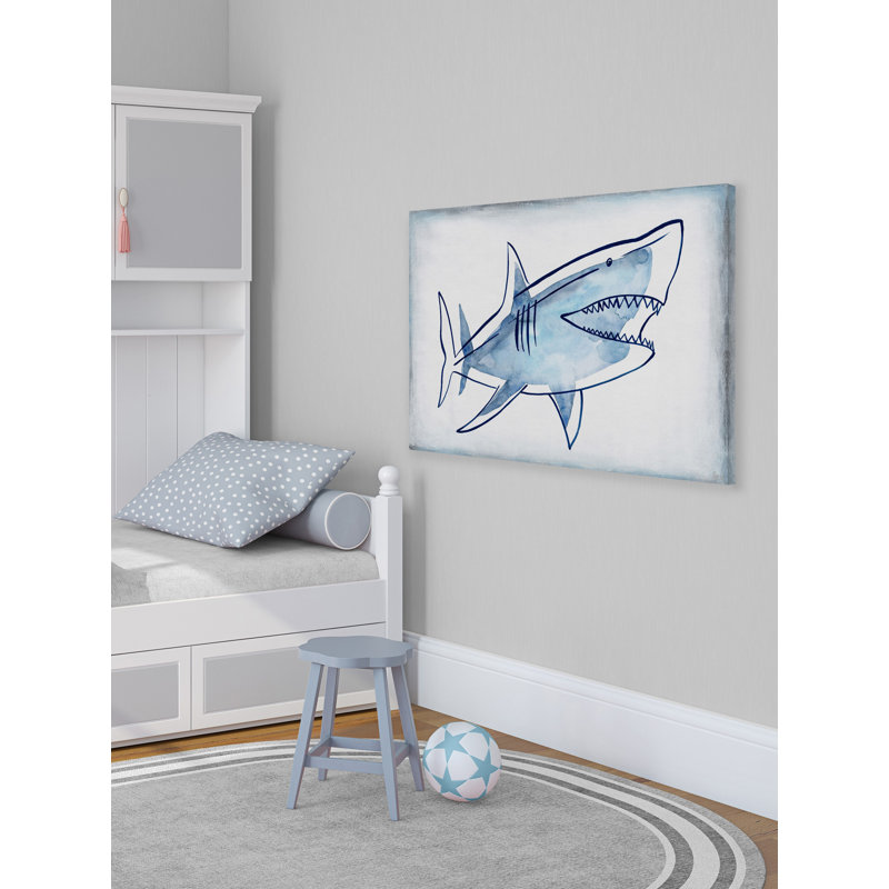 Scary Shark Print on Wrapped Canvas, 40" H x 60" W x 1.5" D