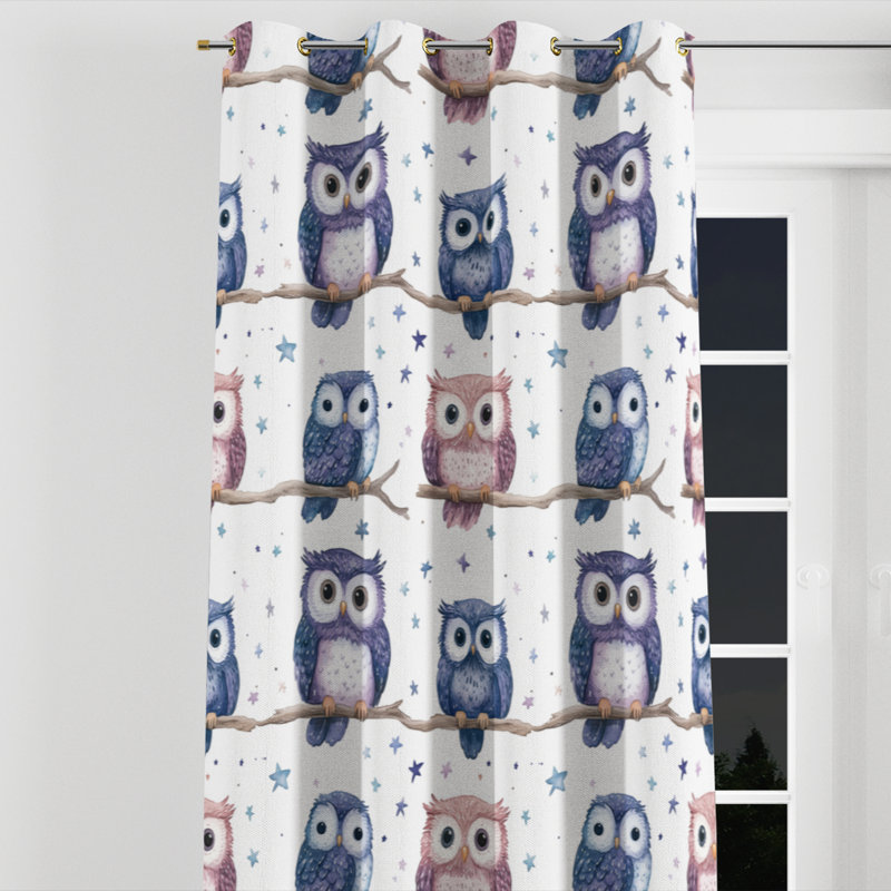 Rideaux à œillets Kids Kids - rideau à œillets Nocturnal Pastel Owls - 1 panneau, L 52 po x L 84 po, Œillets dorés