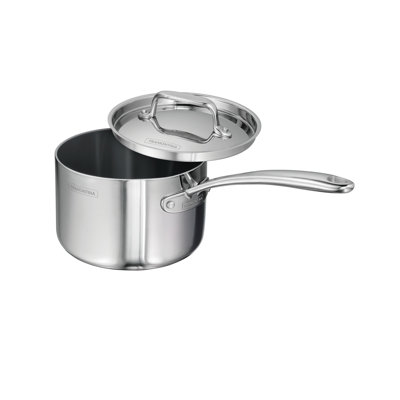 Tramontina Utsava Tri-Ply Clad 2.2 Qt Covered Saucepan with Ceramic Interior – Induction-Ready