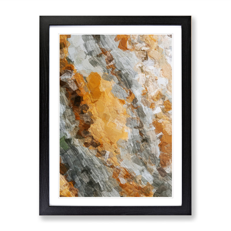 Brown Sugar Abstract - Wall Art, Black Framed, 36cm H x 27cm W x 2cm D, White