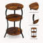 Table d'appoint ronde vintage à 3 niveaux avec tablettes de rangement