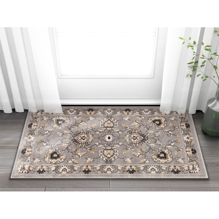 Delatorre Traditional Oriental Persian Grey Rug