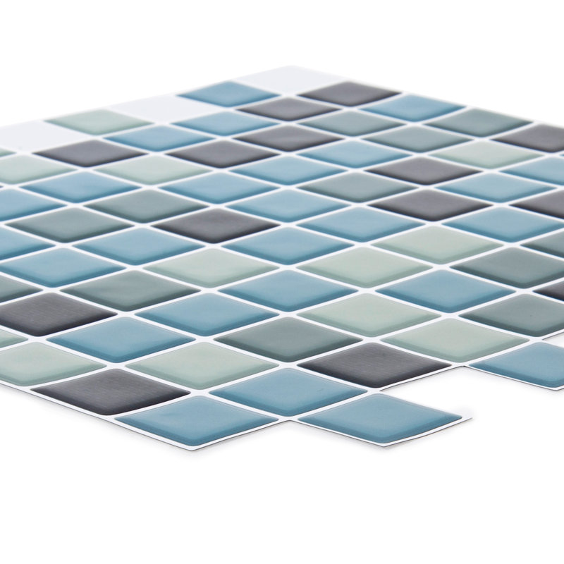 10'' W x 10'' L PVC Peel and Stick Mosaic Tile, Blue