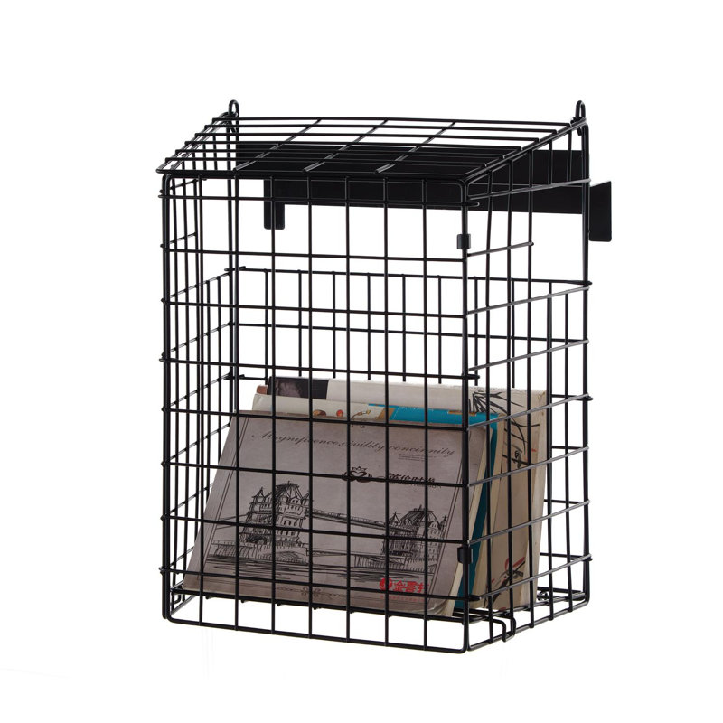 Letter Box Mail Catcher Metal Basket , Black