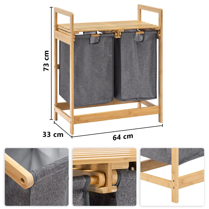 Laundry Sorter with Handles, Grey