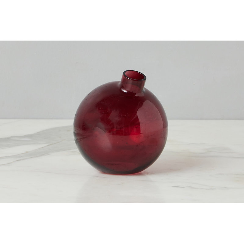Glass Sphere Bud Vase, Merlot Red