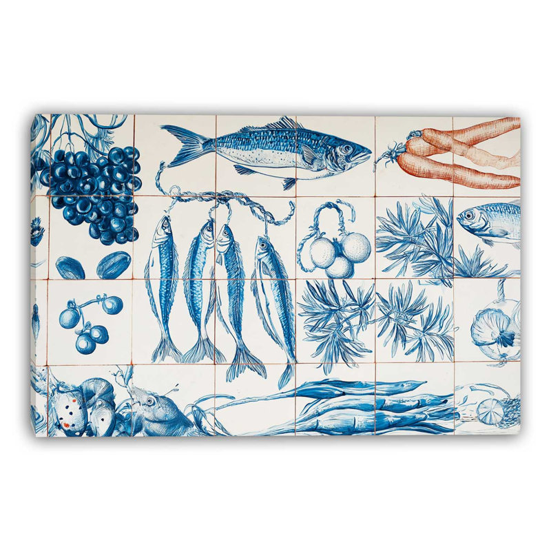 «Blue Catch», art mural sur toile tendue, L 40 po x H 30 po x P 1,5 po
