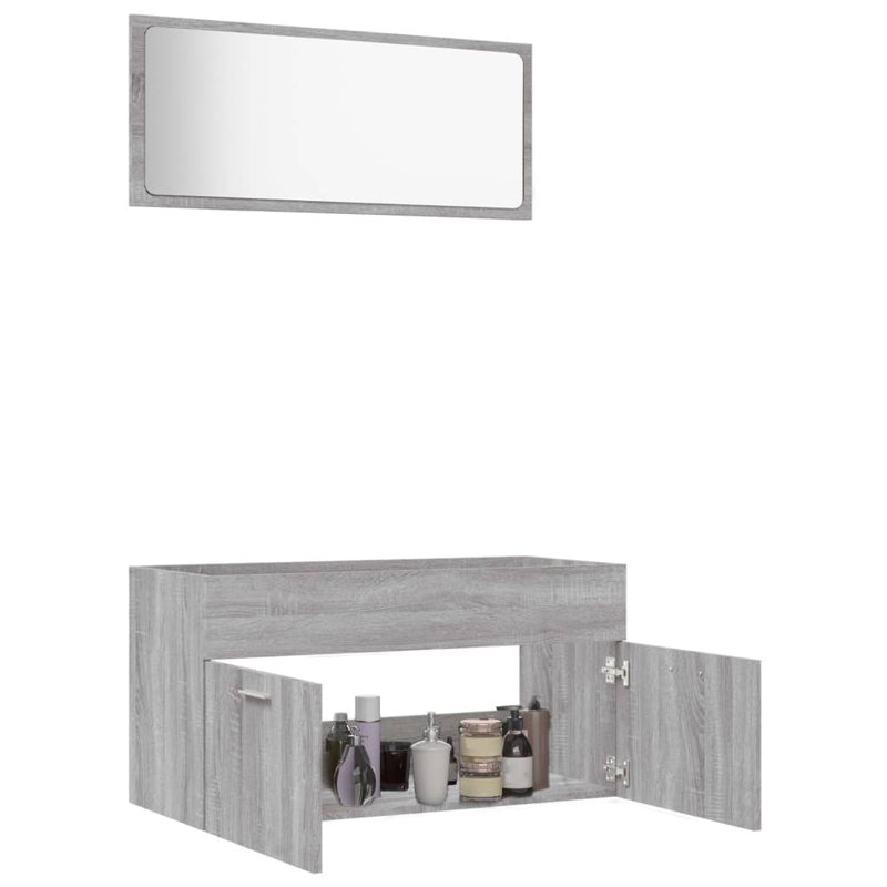 Laneise Wall Mounted Bathroom Storage Furniture Set, Grey Sonoma