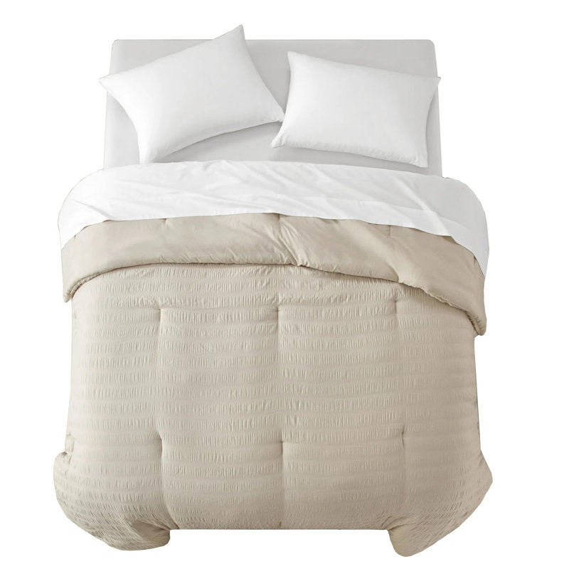 Stylehouse Ultra Soft Crinkle Comforter, Queen Comforter, Tan