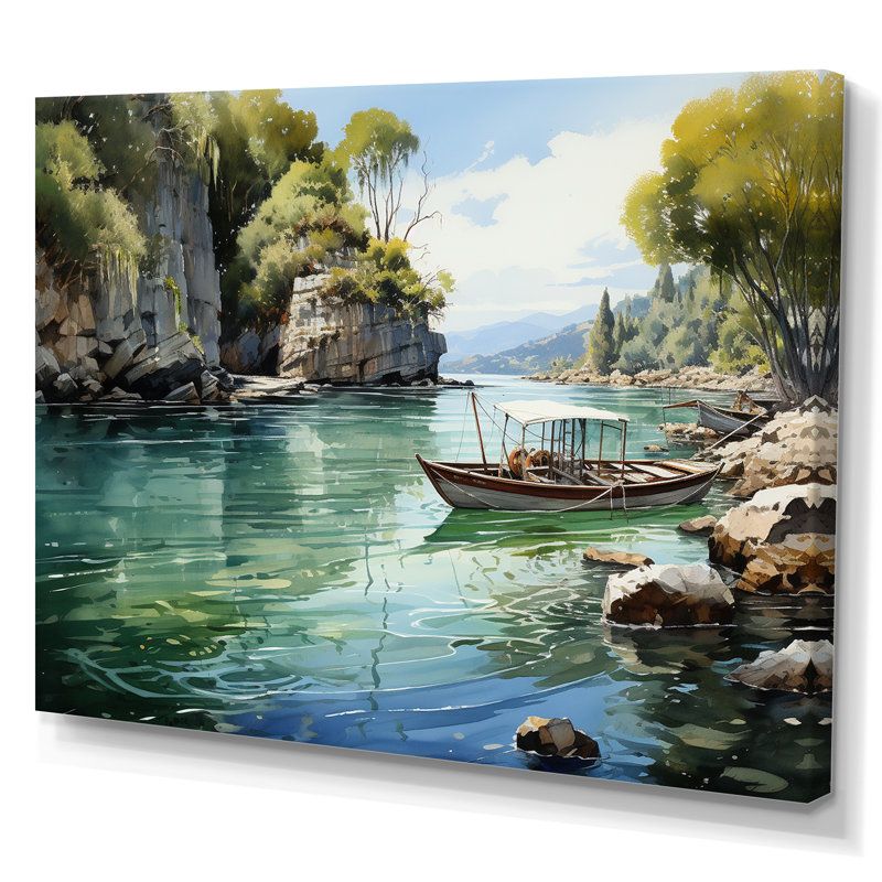 " Boat In Vietnam Tropical Paradise ", H 16 po x l 32 po x P 1 po, Toile tendue