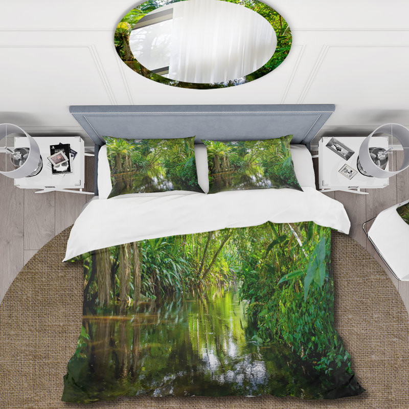 Trees In Amazon Jungle - Cabin & Lodge Duvet Cover Set - Microfiber Polyester, Twin Duvet Cover + 1 Standard Sham