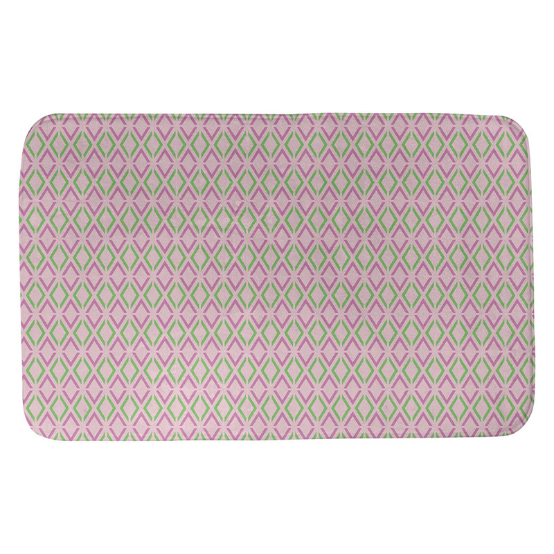 Tapis pour salle de bain diamants Leffel, l 17 po x L 24 po, Rose