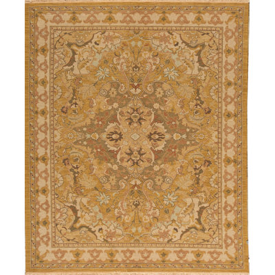 Hand-Knotted High-Quality Gold and Beige Area Rug