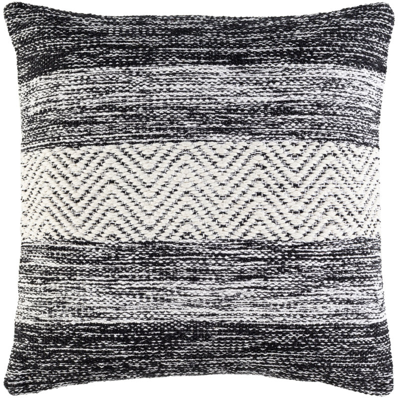 Housse de coussin décoratif Ampelia, 18 po x 18 po, Beige / denim, Polyester/ bourre en polyester