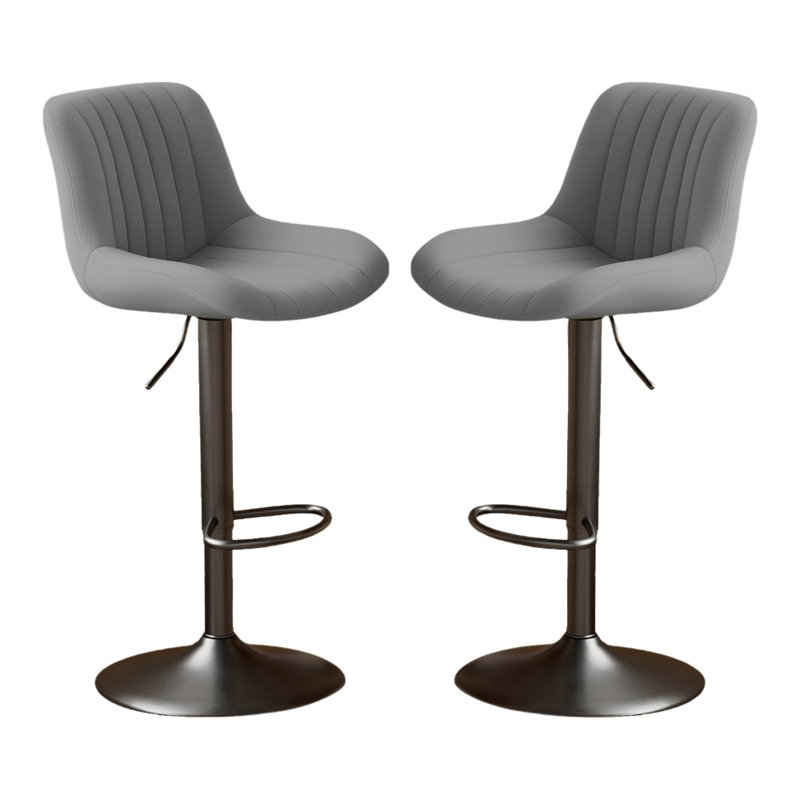 Tabourets de bar réglables, réglables, modernes, pivotants, à hauteur de comptoir, en cuir synthétique, centre commercial, salle à manger, salon, cadre en fer (ensemble de 2)