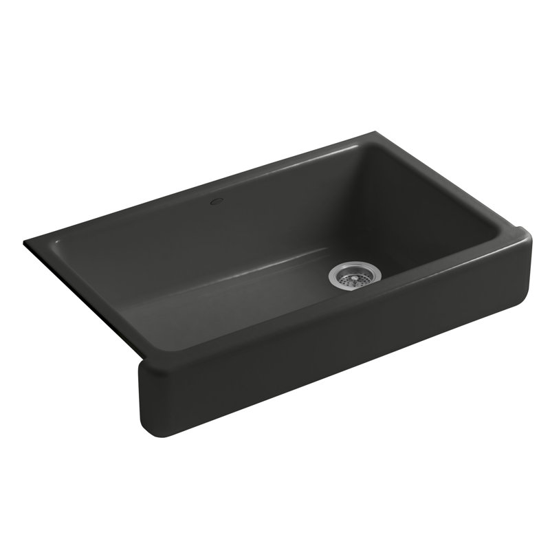 Whitehaven Self-Trimming 36" L x 22" W Farmhouse Kitchen Sink, Caviar