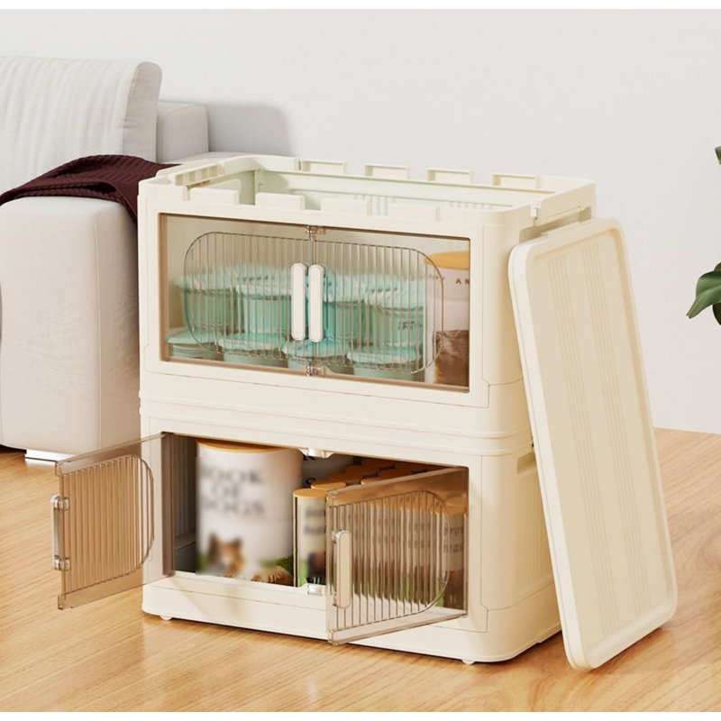 5-layer collapsible storage bins with magnetic doors,plastic lockers with wheels