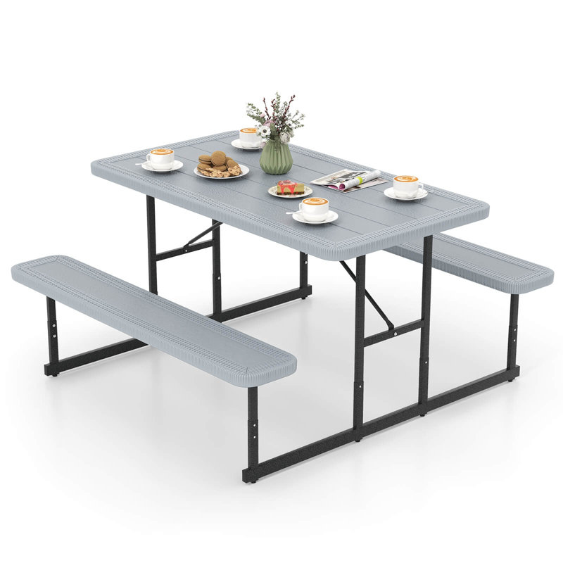Ensemble de table de pique-nique pour 2 à 4 personnes, Gris