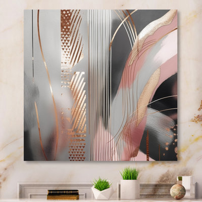 «Pink Rosegold Circle Complexity I», impression sur métal sans cadre