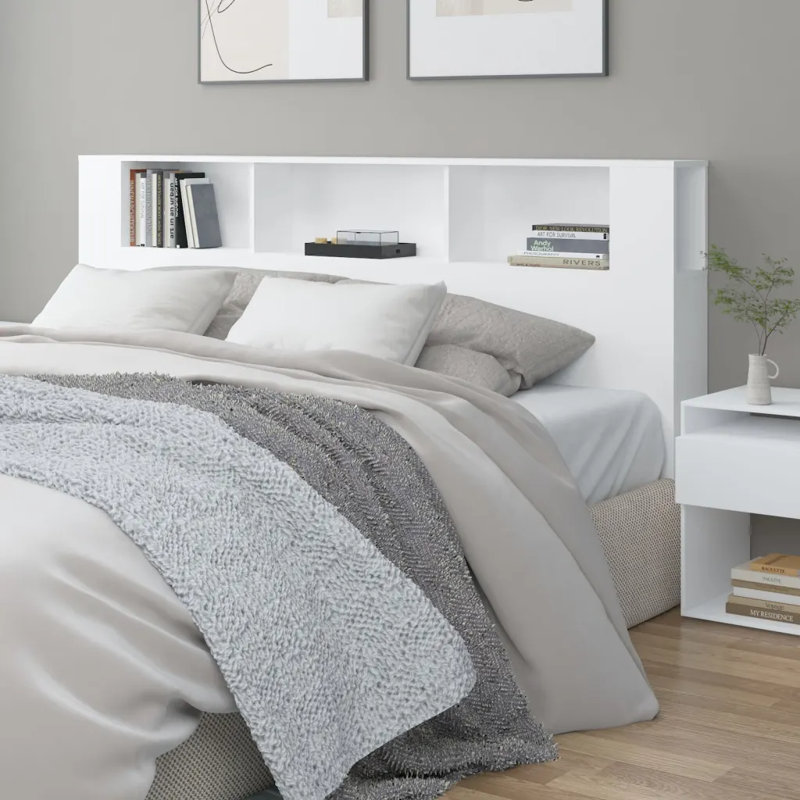 17 Stories Headboard Cabinet Engineered Wood, Single (3'), White