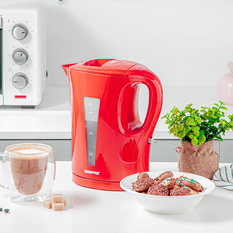 Geepas Electric Kettle & 2 Slice Bread Toaster Kitchen Combo Set | 2200W 1.7L Cordless Jug Kettle Boil Dry Protection & Auto Shut Off | 650W 6 Level with Browning Control & Crumb Tray