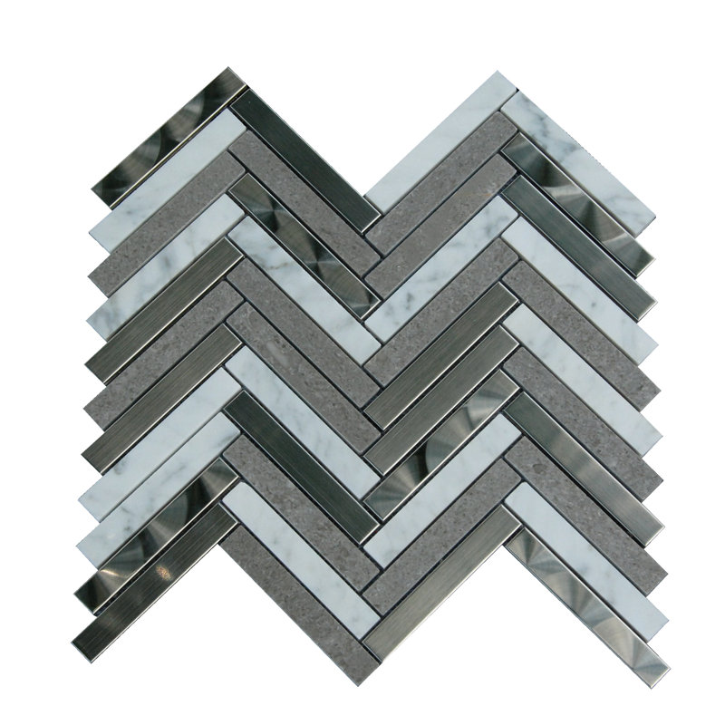 Carrelage mosaïque en marbre gris/blanc 0,6 po x 3 po