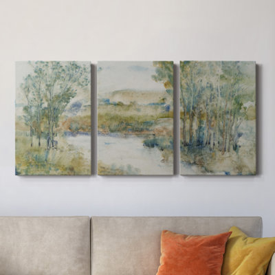 «Trees On The Creek I» - Toile tendue avec châssis de qualité supérieure - Prêt à être accroché