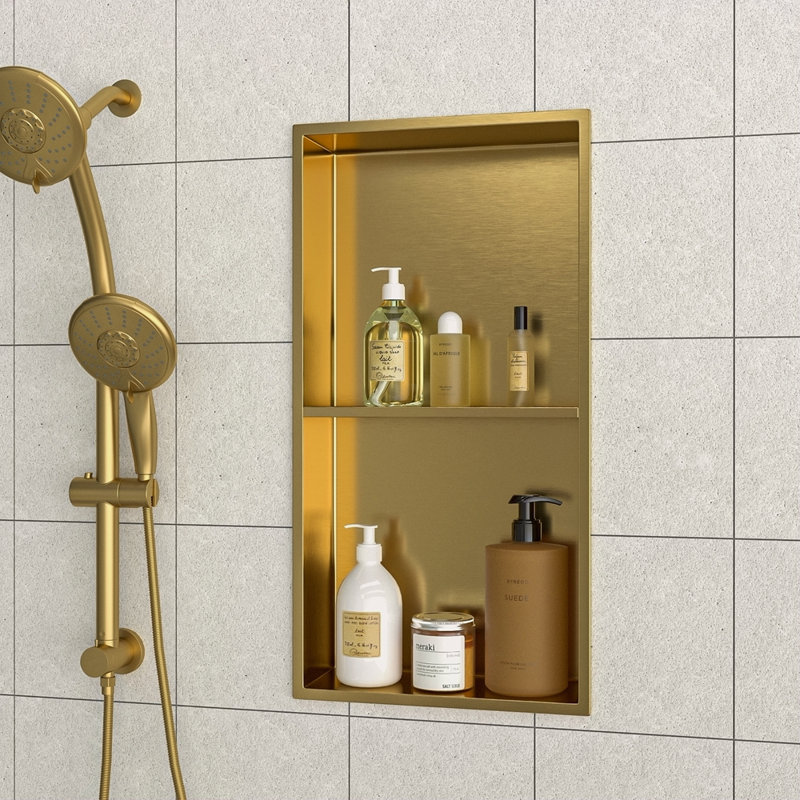 Double tablette 13 "X 25" en acier inoxydable pour niche de douche, Doré