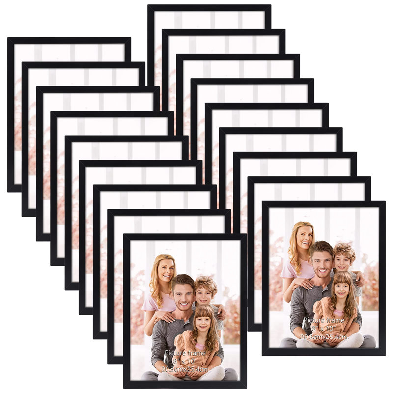 8x10 Picture Frames Set of 18, Bulk Multi Photo Frames for Wall Hanging & Tabletop Display, Home Gallery Wall Decor, Black