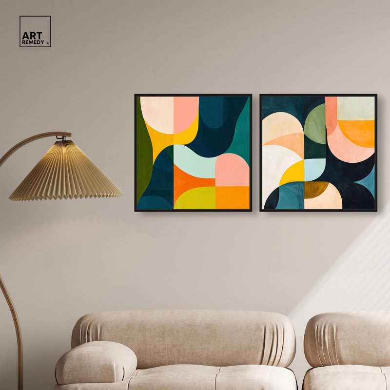 Cool and Warm Tones Set Canvas Print Colorful Wall Decor Set by Art Remedy, Black Frame, 12 x 12, H 21 po x l 21 po