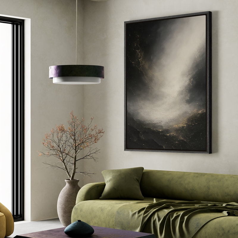 Art mural encadré, impressions murales abstraites rétro sur toile 16 po x 24 po, H 24 po x l 16 po, Noir