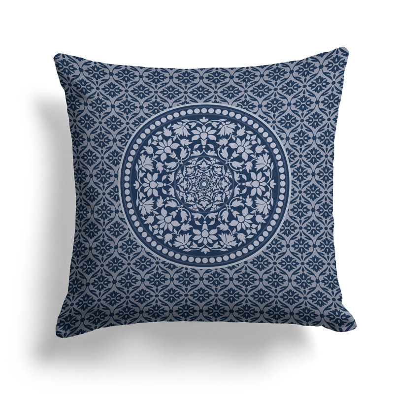Square Throw Cushion, Blue/White, 46cm H x 46cm W