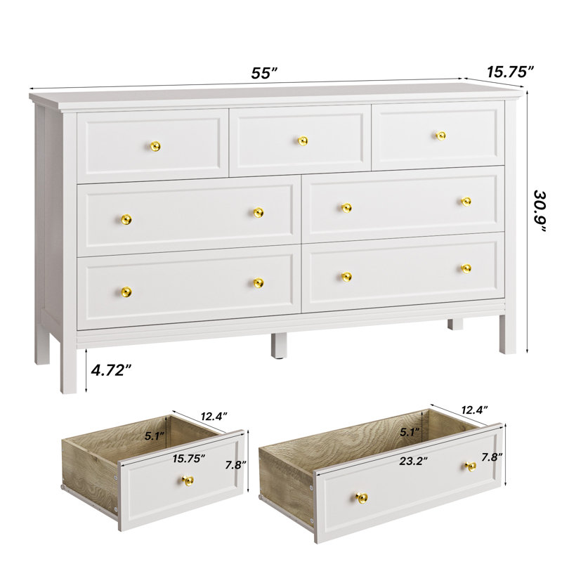Dezmand 55.12'' W 7 - Drawer Dresser