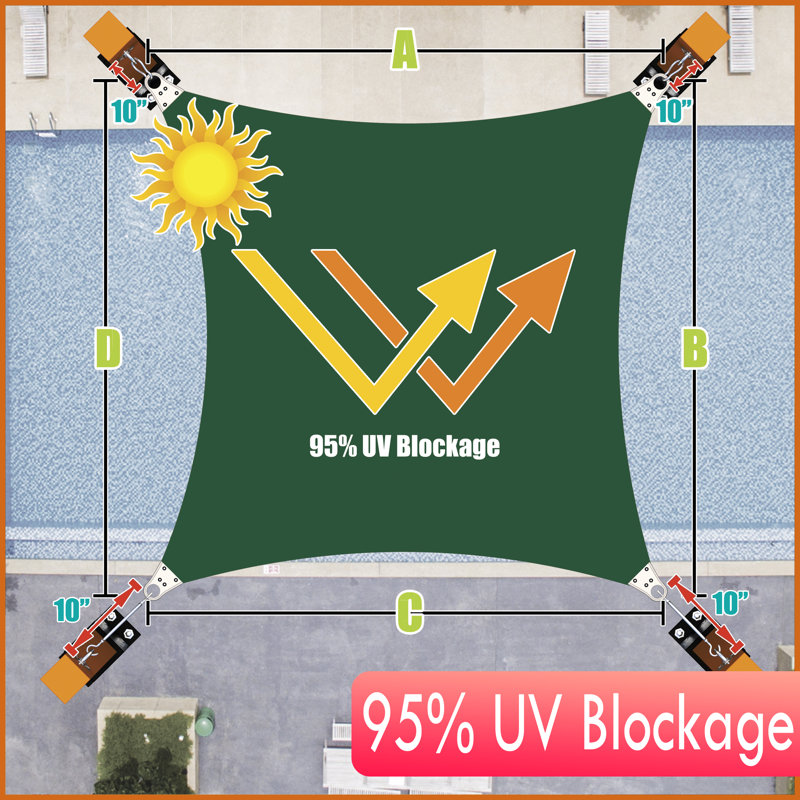 Voile d'ombrage carré renforcé, Vert, 20 pi x 20 pi