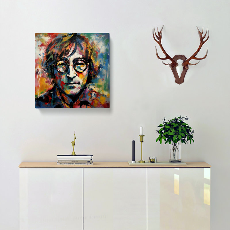 John Lennon Abstract Expressionism - Wrapped Canvas - Framed Print