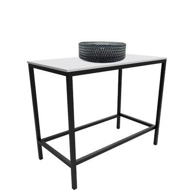 Ensemble d'évier console rectangulaire en métal avec vasque en verre et surface en bois massif - Collection Luminous