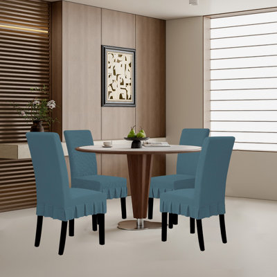 Housse de chaise de salle à manger avec jupe, housse extensible pour chaise, ensemble de 4