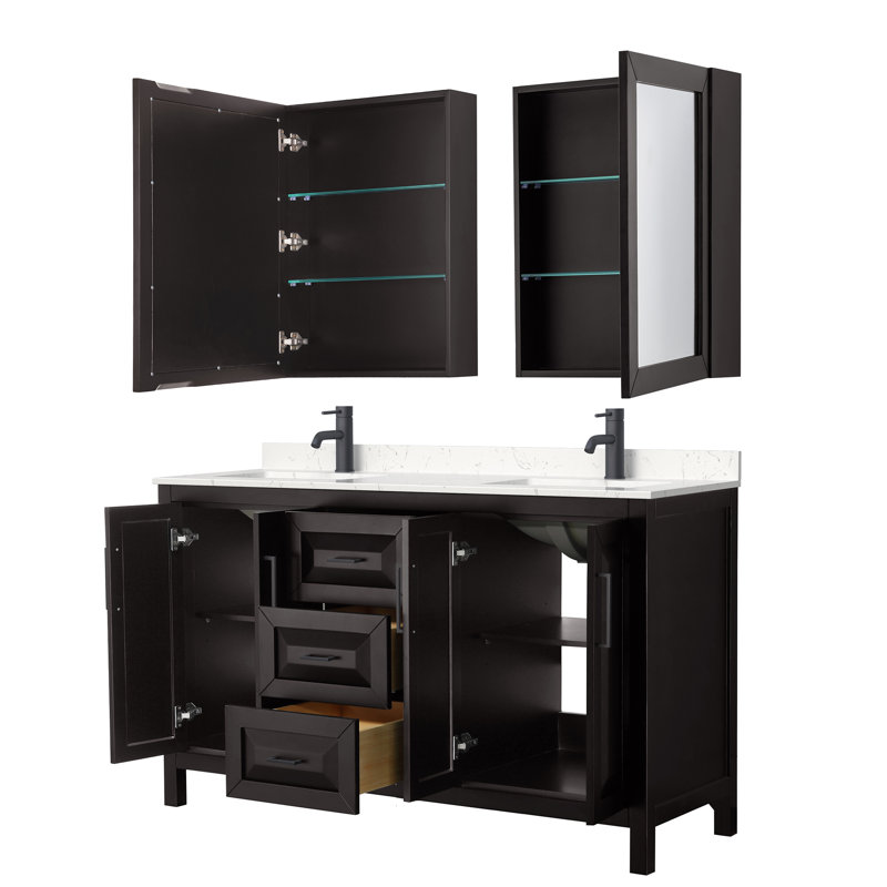 Daria 60'' W Double Vanity, Dark Espresso, Polished Chrome