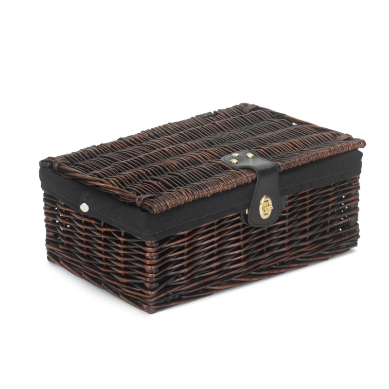Ophelia & Co. 35cm Chocolate Brown Lined Wicker Picnic Basket Wicker Basket, Red