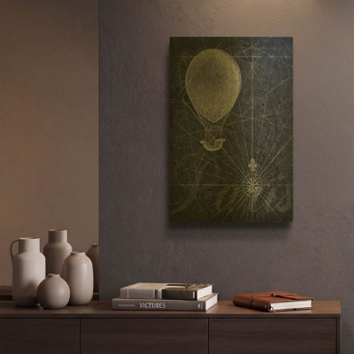 «Hot Air over Paris I» par Art Roberts, art mural en métal doré, 12 po x 16 po