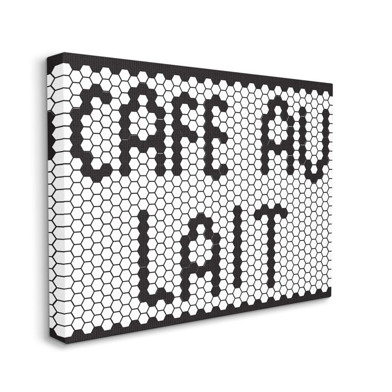 «Café Au Lait», motif géométrique hexagonal - art textuel, H 16 po x l 20 po x P 1,5 po, Toile tendue