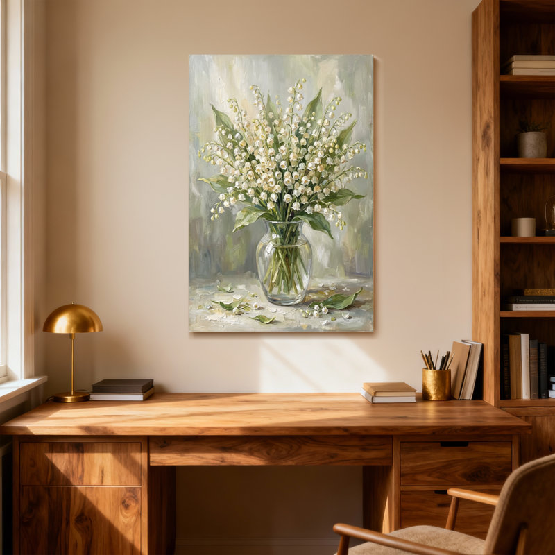 Plantes et fleurs dans un vase muguet, H 18 po x l 12 po