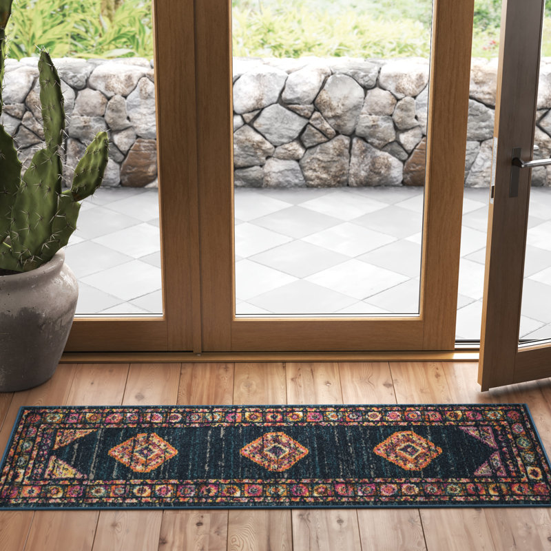 Felty Oriental Area Rug, Runner 2'3" x 8', Blue