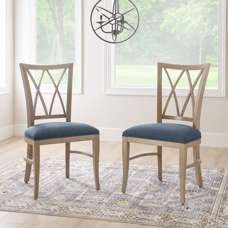 Aashray 20.5'' H Upholstered Beech Side Chair, Blue
